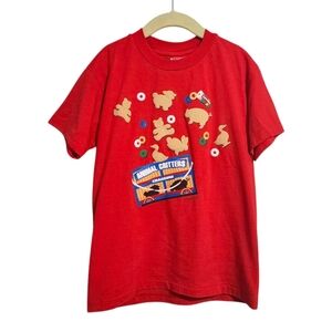 ANIMAL CRITTERS x VINTAGE Crackers Life Saver Puffy‎ graphic 1992 tee in red